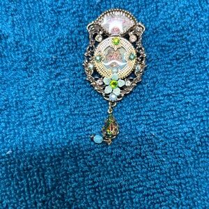 Vintage-Inspired Blue and Silver Brooch